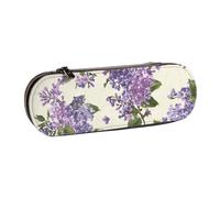 MIJKO Bellissima stampa di fiori viola, Astuccio per matite Astuccio per matite in pelle PU Astuccio per penne a matita di grande capacità