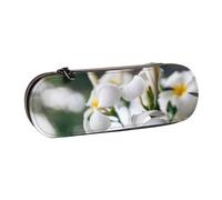 MIJKO Bellissimi fiori bianchi di frangipani scia di plumeria, Astuccio per matite Astuccio per matite in pelle PU Astuccio per penne a matita di grande capacità