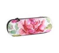 MIJKO Bellissimi fiori rosa fiore rosa floreale, Astuccio per matite Astuccio per matite in pelle PU Astuccio per penne a matita di grande capacità
