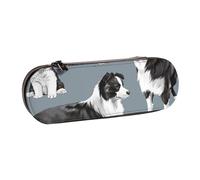 MIJKO Border Collie Blu, Astuccio per matite Astuccio per matite in pelle PU Astuccio per penne a matita di grande capacità