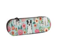 MIJKO Border Collie blu merle Simpatico collie blu merle, Astuccio per matite Astuccio per matite in pelle PU Astuccio per penne a matita di grande capacità