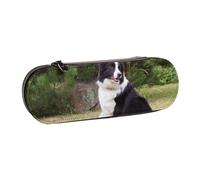 MIJKO Border Collie cane cattivo, Astuccio per matite Astuccio per matite in pelle PU Astuccio per penne a matita di grande capacità