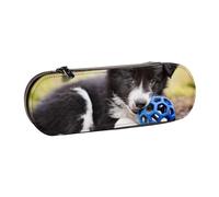 MIJKO Border Collie Cani Cucciolo Animali Bordo Nero, Astuccio per matite Astuccio per matite in pelle PU Astuccio per penne a matita di grande capacità