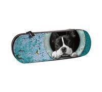MIJKO Boston Terrier, Astuccio per matite Astuccio per matite in pelle PU Astuccio per penne a matita di grande capacità