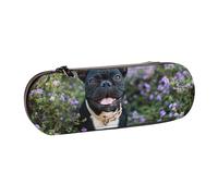 MIJKO Bulldog francese si trova nel design dei fiori, Astuccio per matite Astuccio per matite in pelle PU Astuccio per penne a matita di grande capacità