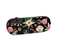 MIJKO Cane Bassotto Con Fiori, Astuccio per matite Astuccio per matite in pelle PU Astuccio per penne a matita di grande capacità
