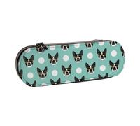 MIJKO Cane Boston Terrier, Astuccio per matite Astuccio per matite in pelle PU Astuccio per penne a matita di grande capacità