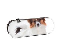 MIJKO Cane Papillon Lanuginoso, Astuccio per matite Astuccio per matite in pelle PU Astuccio per penne a matita di grande capacità