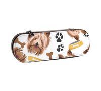 MIJKO Cane sorridente Yorkshire Terrier, Astuccio per matite Astuccio per matite in pelle PU Astuccio per penne a matita di grande capacità