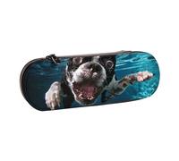 MIJKO Cane subacqueo Boston Terrier, Astuccio per matite Astuccio per matite in pelle PU Astuccio per penne a matita di grande capacità