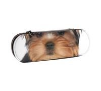 MIJKO Cane Un Cucciolo Di Yorkshire Terrier Si Trova Sul Piccolo Yorkie Bianco Adorabile, Astuccio per matite Astuccio per matite in pelle PU Astuccio per penne a matita di grande capacità
