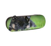 MIJKO Cani di Bokeh del prato inglese degli animali domestici del cucciolo di pastore tedesco, Astuccio per matite Astuccio per matite in pelle PU Astuccio per penne a matita di grande capacità