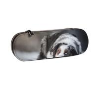 MIJKO Cani grigi bianchi di neve di inverno del pastore australiano, Astuccio per matite Astuccio per matite in pelle PU Astuccio per penne a matita di grande capacità