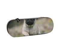 MIJKO Carlino Bokeh Cucciolo Cani Prato Animali Carlino, Astuccio per matite Astuccio per matite in pelle PU Astuccio per penne a matita di grande capacità