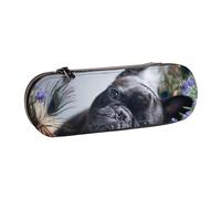 MIJKO Centro commerciale Bulldog francese Cani neri Animali domestici, Astuccio per matite Astuccio per matite in pelle PU Astuccio per penne a matita di grande capacità