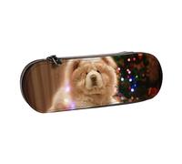 MIJKO Chow Chow White Fluffy Cani Animali domestici Cani Natale, Astuccio per matite Astuccio per matite in pelle PU Astuccio per penne a matita di grande capacità