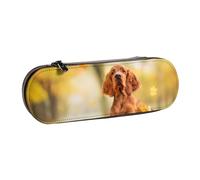 MIJKO Cocker Spaniel Autunno Park Brown Spaniel Cani, Astuccio per matite Astuccio per matite in pelle PU Astuccio per penne a matita di grande capacità