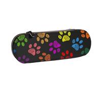 MIJKO Colorato cane zampa arcobaleno simpatico animale domestico, Astuccio per matite Astuccio per matite in pelle PU Astuccio per penne a matita di grande capacità