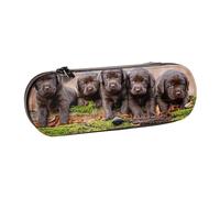 MIJKO Cuccioli Labrador Marrone Piccola Famiglia Di Cuccioli, Astuccio per matite Astuccio per matite in pelle PU Astuccio per penne a matita di grande capacità