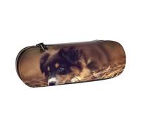 MIJKO Cucciolo di Border Collie Bokeh Brown Border Collie, Astuccio per matite Astuccio per matite in pelle PU Astuccio per penne a matita di grande capacità