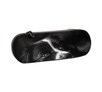 MIJKO Cucciolo di cane Border Collie, Astuccio per matite Astuccio per matite in pelle PU Astuccio per penne a matita di grande capacità