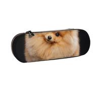 MIJKO Cucciolo di cane Pomerania carino, Astuccio per matite Astuccio per matite in pelle PU Astuccio per penne a matita di grande capacità