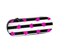 MIJKO Cuore rosa sulla linea nera, Astuccio per matite Astuccio per matite in pelle PU Astuccio per penne a matita di grande capacità
