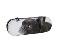 MIJKO Dolce animale domestico carino cucciolo di bulldog francese nero, Astuccio per matite Astuccio per matite in pelle PU Astuccio per penne a matita di grande capacità