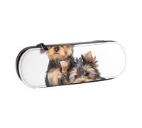 MIJKO Due cuccioli di Yorkshire Terrier, Astuccio per matite Astuccio per matite in pelle PU Astuccio per penne a matita di grande capacità
