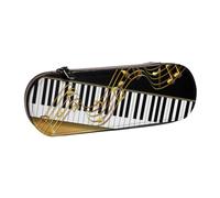 MIJKO Elegante tasto di pianoforte con note dorate nero, Astuccio per matite Astuccio per matite in pelle PU Astuccio per penne a matita di grande capacità