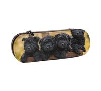 MIJKO Famiglia Affenpinscher Cuccioli Cani Neri Scimmia, Astuccio per matite Astuccio per matite in pelle PU Astuccio per penne a matita di grande capacità