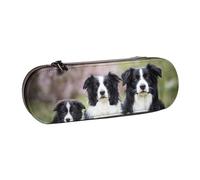 MIJKO Famiglia dei Border Collie, Astuccio per matite Astuccio per matite in pelle PU Astuccio per penne a matita di grande capacità