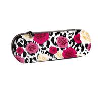 MIJKO Fiori leopardati colorati, Astuccio per matite Astuccio per matite in pelle PU Astuccio per penne a matita di grande capacità