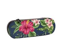 MIJKO Fiori tropicali Frangipani Hibiscus Natura, Astuccio per matite Astuccio per matite in pelle PU Astuccio per penne a matita di grande capacità