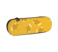 MIJKO Foglie Di Ginkgo Floreali Su Giallo Ocra, Astuccio per matite Astuccio per matite in pelle PU Astuccio per penne a matita di grande capacità