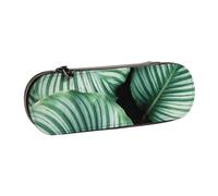 MIJKO Foglie di piante tropicali verdi stampate, Astuccio per matite Astuccio per matite in pelle PU Astuccio per penne a matita di grande capacità
