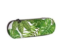 MIJKO Foglie tropicali Fogliame di palma esotica Giungla Moda Pianta Natura Verde, Astuccio per matite Astuccio per matite in pelle PU Astuccio per penne a matita di grande capacità