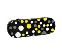 MIJKO Giallo Bianco Nero A Pois, Astuccio per matite Astuccio per matite in pelle PU Astuccio per penne a matita di grande capacità