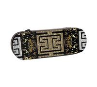 MIJKO Grunge macchiato oro argento D greco, Astuccio per matite Astuccio per matite in pelle PU Astuccio per penne a matita di grande capacità