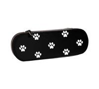 MIJKO Impronte di cane bianco su sfondo nero, Astuccio per matite Astuccio per matite in pelle PU Astuccio per penne a matita di grande capacità