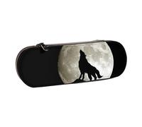 MIJKO Lupo che ulula alla notte di luna piena, Astuccio per matite Astuccio per matite in pelle PU Astuccio per penne a matita di grande capacità