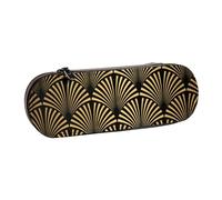 MIJKO Modello Art Déco senza soluzione di continuità in oro nero, Astuccio per matite Astuccio per matite in pelle PU Astuccio per penne a matita di grande capacità