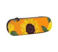 MIJKO Modello senza cuciture del girasole, Astuccio per matite Astuccio per matite in pelle PU Astuccio per penne a matita di grande capacità