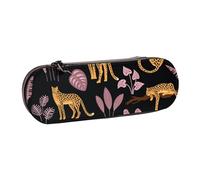 MIJKO Modello tropicale leopardo, Astuccio per matite Astuccio per matite in pelle PU Astuccio per penne a matita di grande capacità