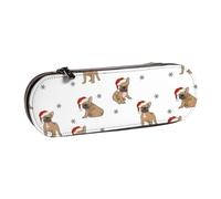MIJKO Natale del Bulldog francese, Astuccio per matite Astuccio per matite in pelle PU Astuccio per penne a matita di grande capacità