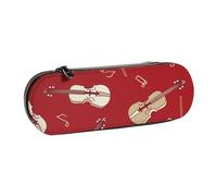 MIJKO Nota rossa di violino musicale, Astuccio per matite Astuccio per matite in pelle PU Astuccio per penne a matita di grande capacità