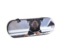 MIJKO Occhi del collare da neve per cani Rottweiler, Astuccio per matite Astuccio per matite in pelle PU Astuccio per penne a matita di grande capacità