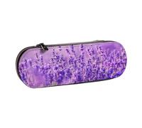MIJKO Paesaggio viola del fiore della lavanda, Astuccio per matite Astuccio per matite in pelle PU Astuccio per penne a matita di grande capacità