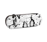 MIJKO Pelle di serpente stampata in bianco e nero, Astuccio per matite Astuccio per matite in pelle PU Astuccio per penne a matita di grande capacità