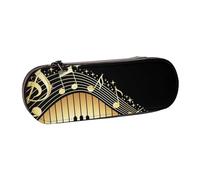 MIJKO Pianoforte con note musicali bling stampato, Astuccio per matite Astuccio per matite in pelle PU Astuccio per penne a matita di grande capacità